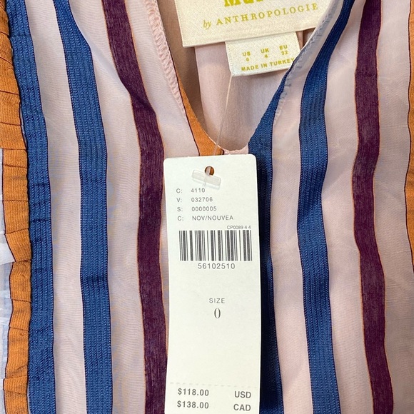 Maeve Elisabetta Ruffled Striped blouse sz 0 New - Picture 7 of 9